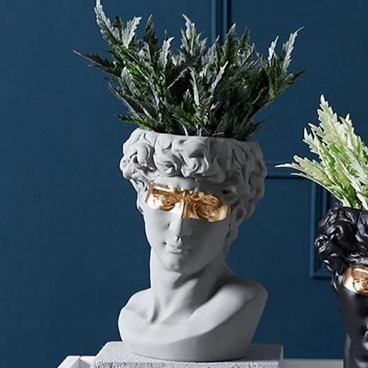 Floroux Ceramics David Head Planter | Classical Sculpture | Decorative Vase | Elegant Home Accents