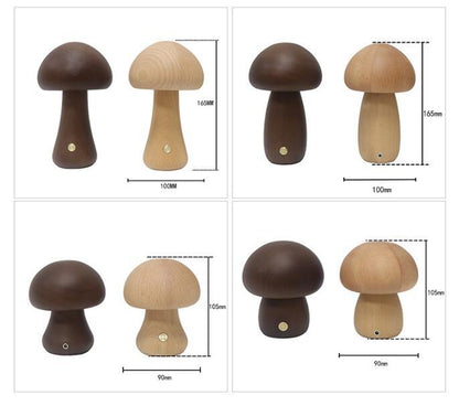 Lampe de table nuit champignon en bois