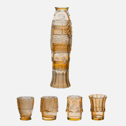 Ensemble de tasses en verre empilables avec poisson koi