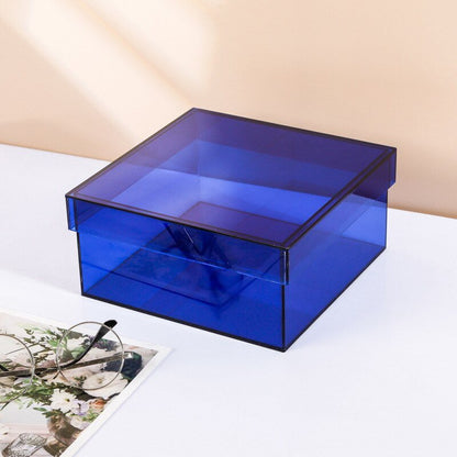 Coffre de rangement coloré en acrylique avec couvercle