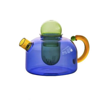 Ensemble de bouilloire et de tasses transparentes en couleur contrastante