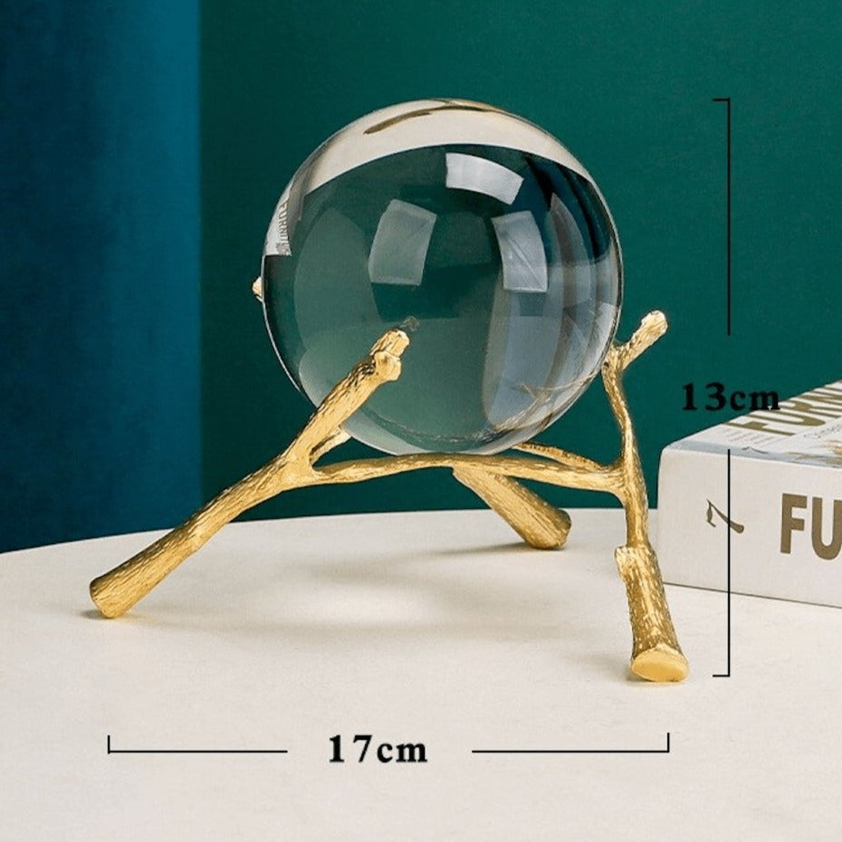 Floroux Elegant Glass Crystal Ball | Decorative Object with Filigree Patterns