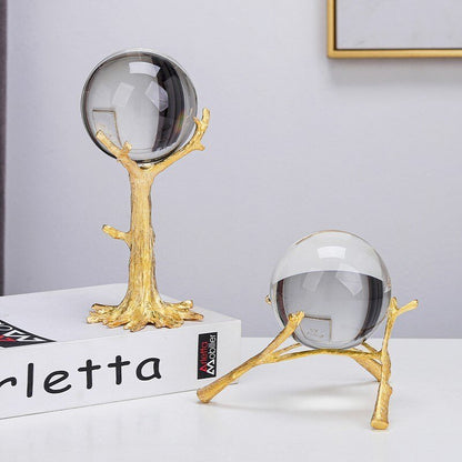 Floroux Elegant Glass Crystal Ball | Decorative Object with Filigree Patterns