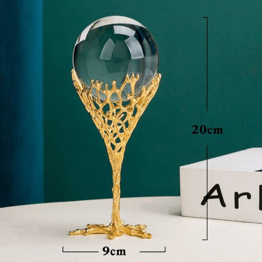 Floroux Elegant Glass Crystal Ball | Decorative Object with Filigree Patterns