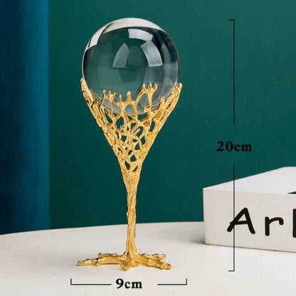 Floroux Elegant Glass Crystal Ball | Decorative Object with Filigree Patterns