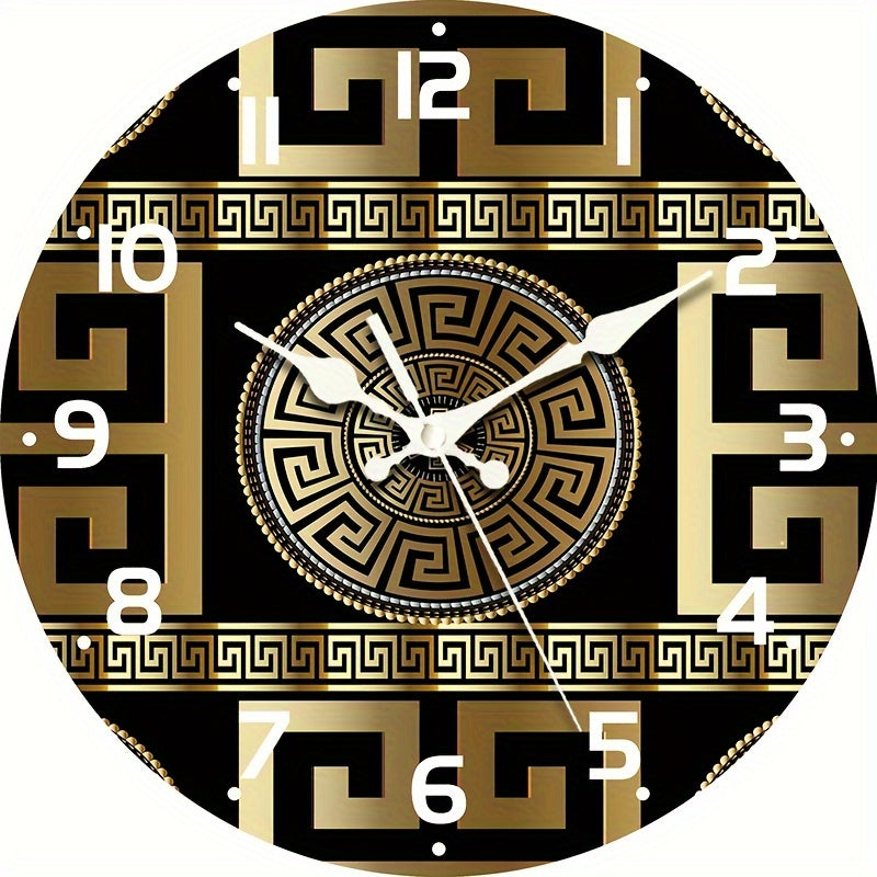Horloge murale en bois Floroux - Design de clé grecque, mécanisme à quartz