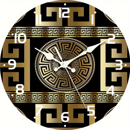 Horloge murale en bois Floroux - Design de clé grecque, mécanisme à quartz