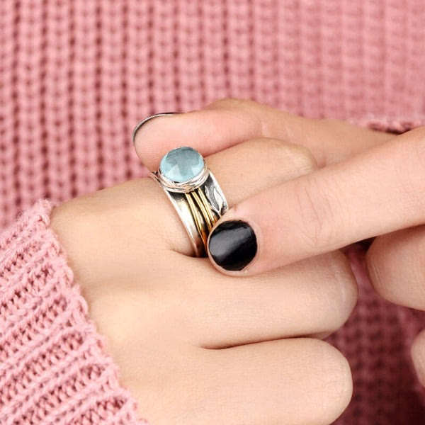 Bague Tourbillon Aquamarine Enchanteur - Design Selene