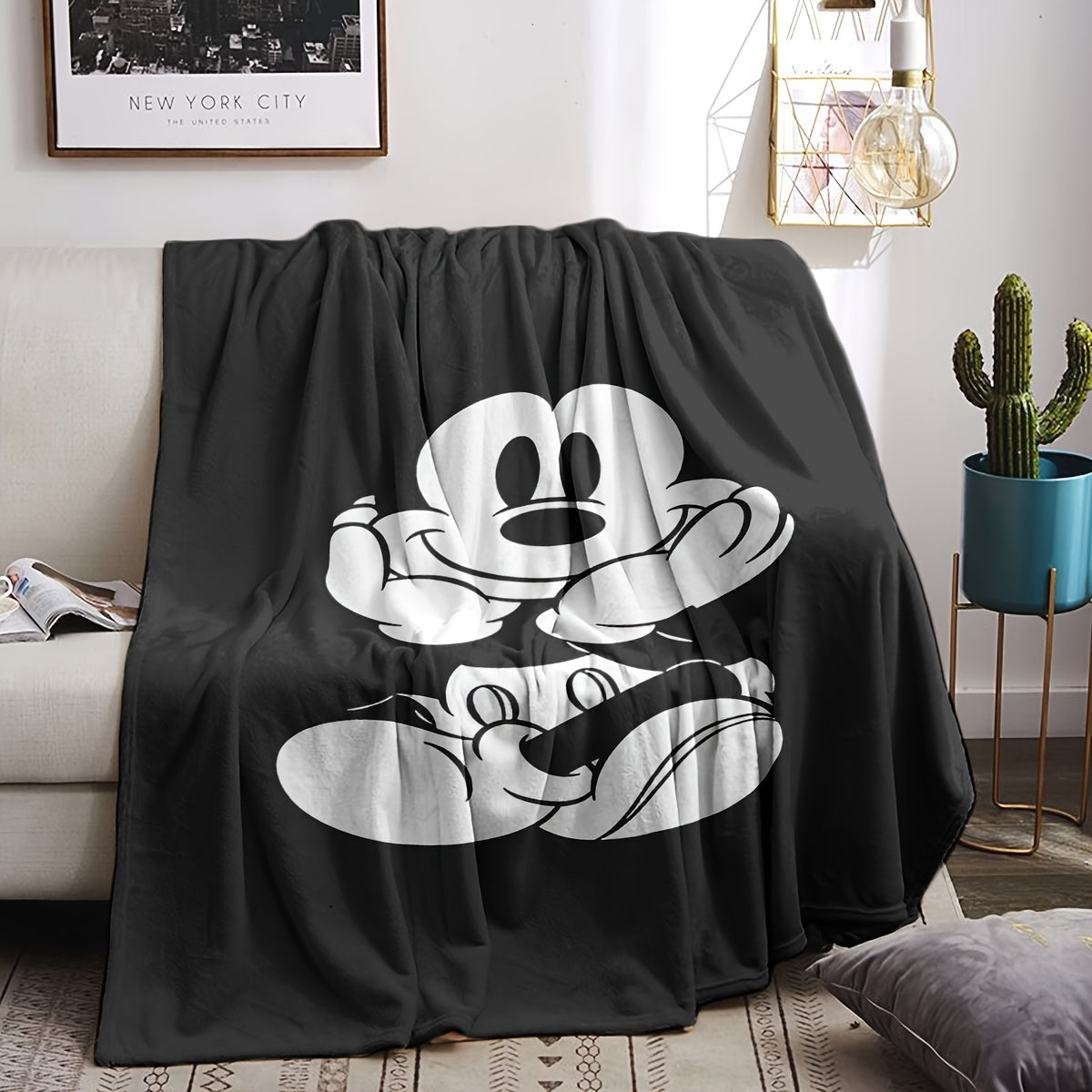 Couverture en polaire douce avec design Mickey Mouse - Parfaite pour la décoration intérieure et une utilisation tout au long de l'année