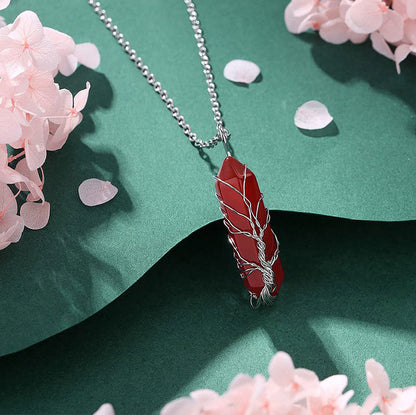 Collier en pierres précieuses arbre de vie élégant avec des cristaux scintillants - Elara