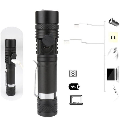 Floroux - Super lumineux 90000LM lampe de poche tactique zoomable avec batterie rechargeable