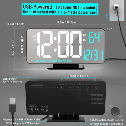 Digitime - Réveil LED Moderne avec Double Alarme