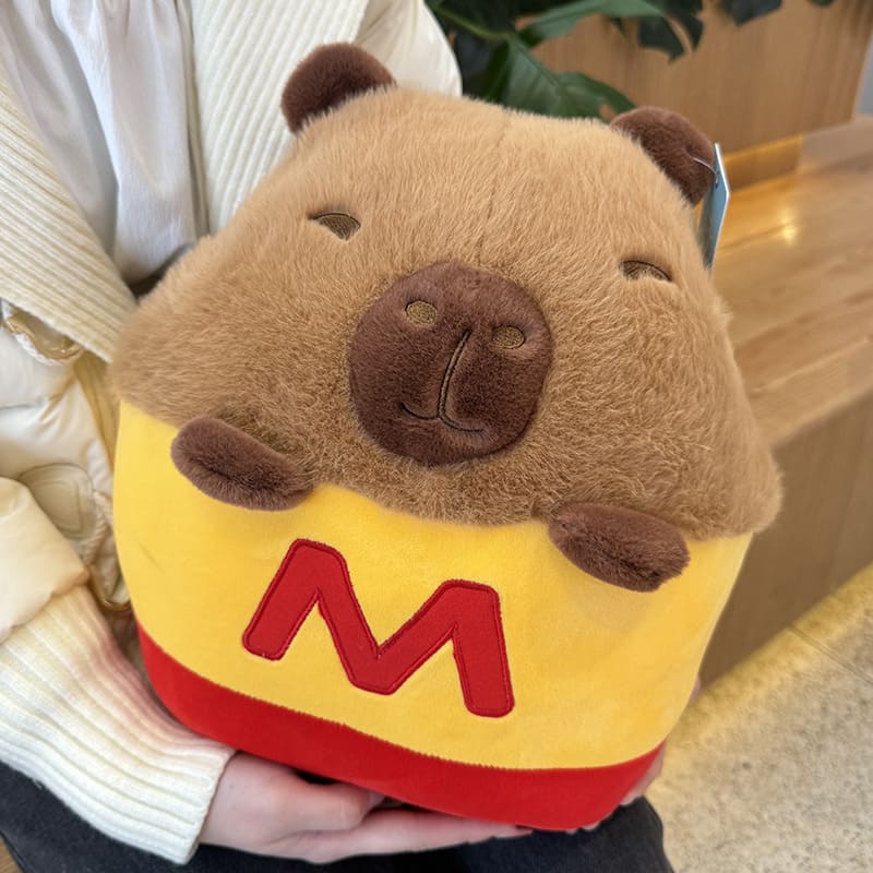 Coussin d'anniversaire en peluche Capybara Frites et Sushi Cadeau Poupée Capybara