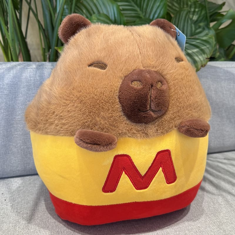 Coussin d'anniversaire peluche Capybara Frites & Sushi, cadeau poupée Capybara