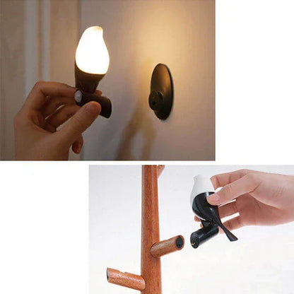 BrightOak Élégance - Lampe de table en bois intelligente avec capteur de mouvement