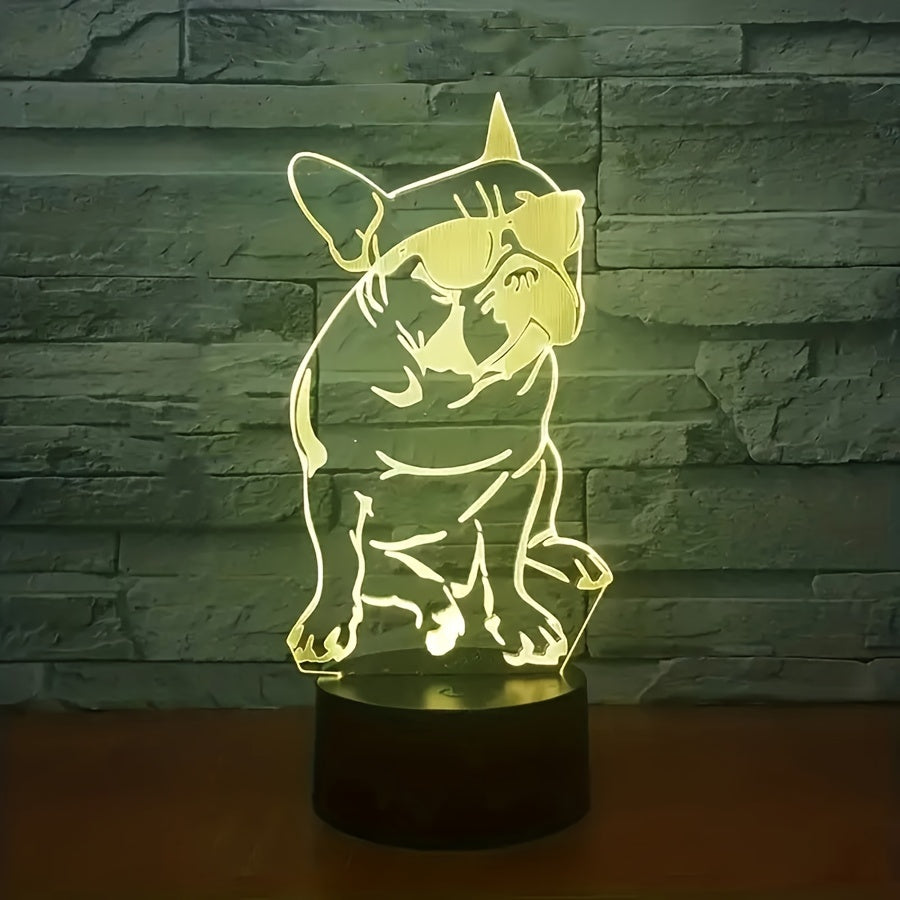 DecoBulldog - Lampe Bulldog Français 3D avec Couleurs