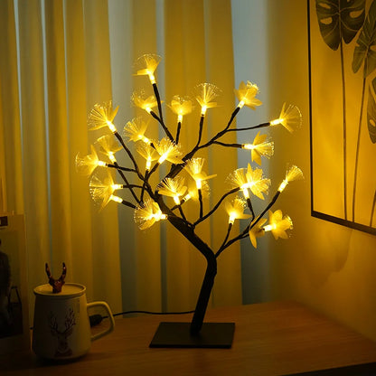 Floroux Lumière d'arbre à fleurs en fibre optique en bouleau