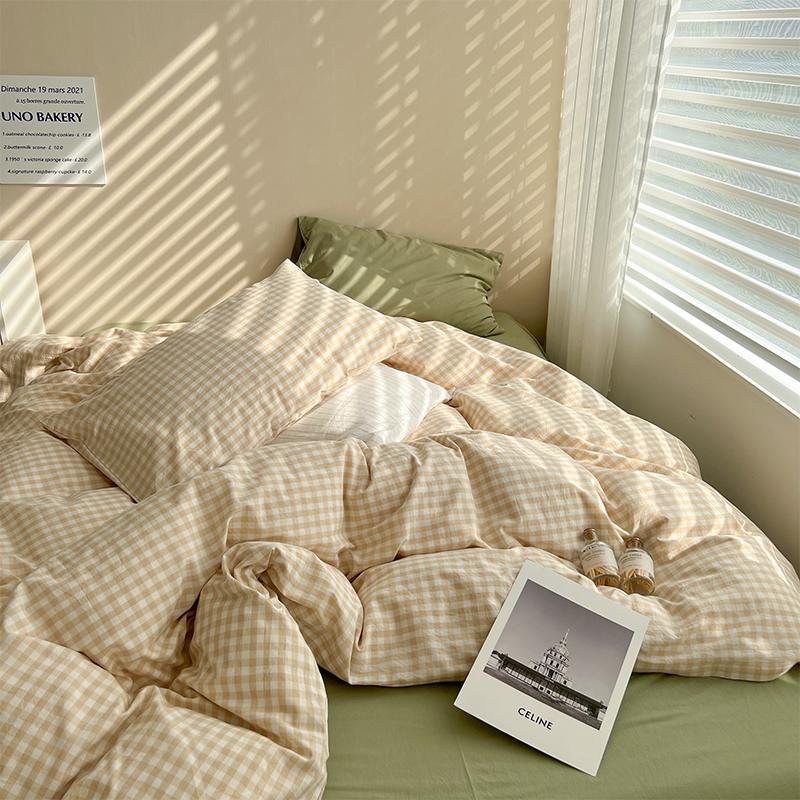 Ensemble de linge de lit à carreaux Floroux