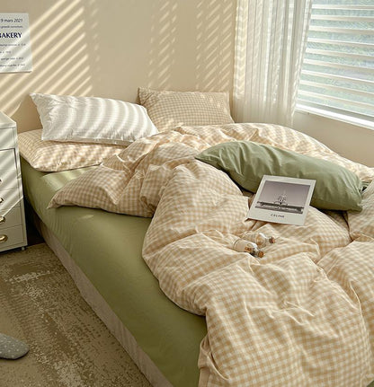 Ensemble de linge de lit à carreaux Floroux