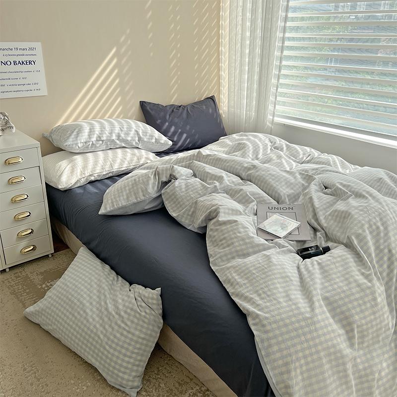 Ensemble de linge de lit à carreaux Floroux