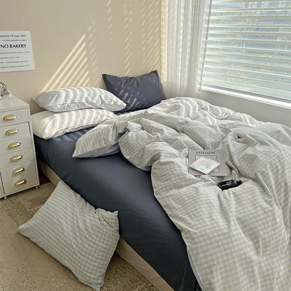 Ensemble de linge de lit à carreaux Floroux