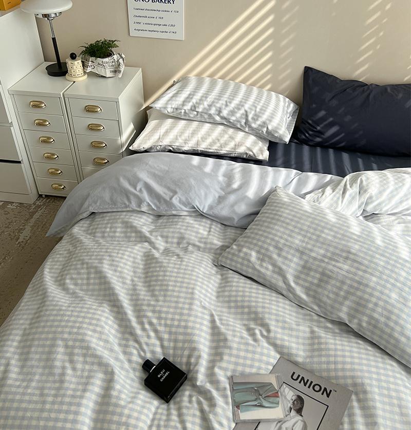 Ensemble de linge de lit à carreaux Floroux