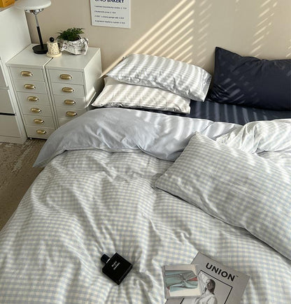 Ensemble de linge de lit à carreaux Floroux