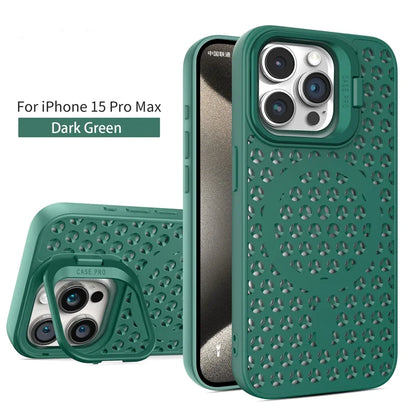 Coque en maille respirante avec dissipation thermique MagSafe pour iPhone 15 14 Plus 13 12 11 Pro Max avec support à anneau, refroidissement et charge sans fil