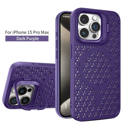 Coque en maille respirante avec dissipation thermique MagSafe pour iPhone 15 14 Plus 13 12 11 Pro Max avec support à anneau, refroidissement et charge sans fil