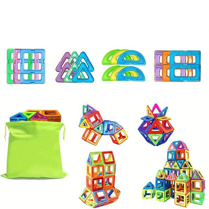 Blocs magnétiques | Construire et apprendre de manière créative avec un sac de rangement pratique !