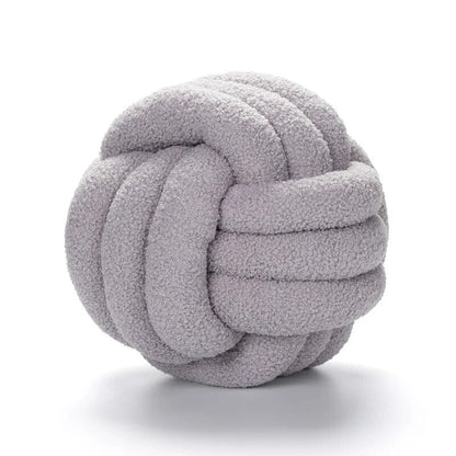 Coussin en peluche décoratif en forme de boule, noué en tissu doux