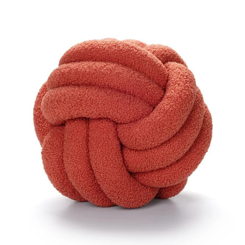 Coussin en peluche décoratif en forme de boule, noué en tissu doux