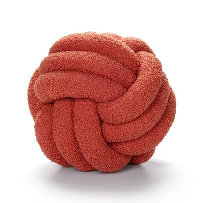 Coussin en forme de balle en peluche décoratif et noué en tissu doux