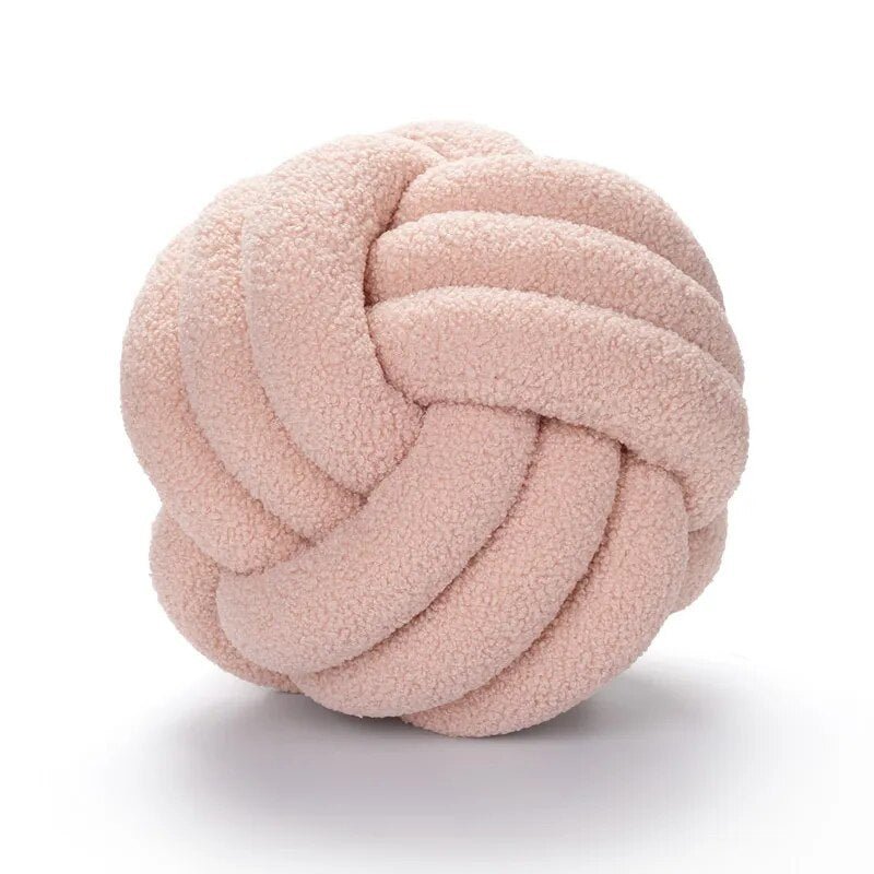 Coussin en peluche décoratif en forme de boule, noué en tissu doux