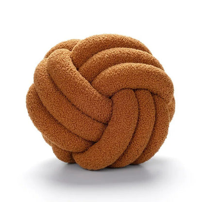 Coussin en peluche décoratif en forme de boule, noué en tissu doux