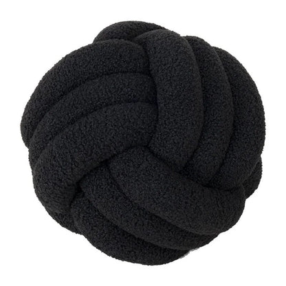 Coussin en peluche décoratif en forme de boule, noué en tissu doux