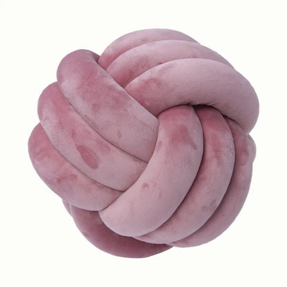 Coussin décoratif et doux avec boule nouée en cuir suédé