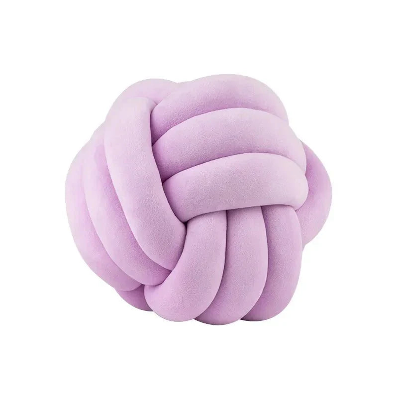 Coussin décoratif et doux avec boule nouée en cuir suédé