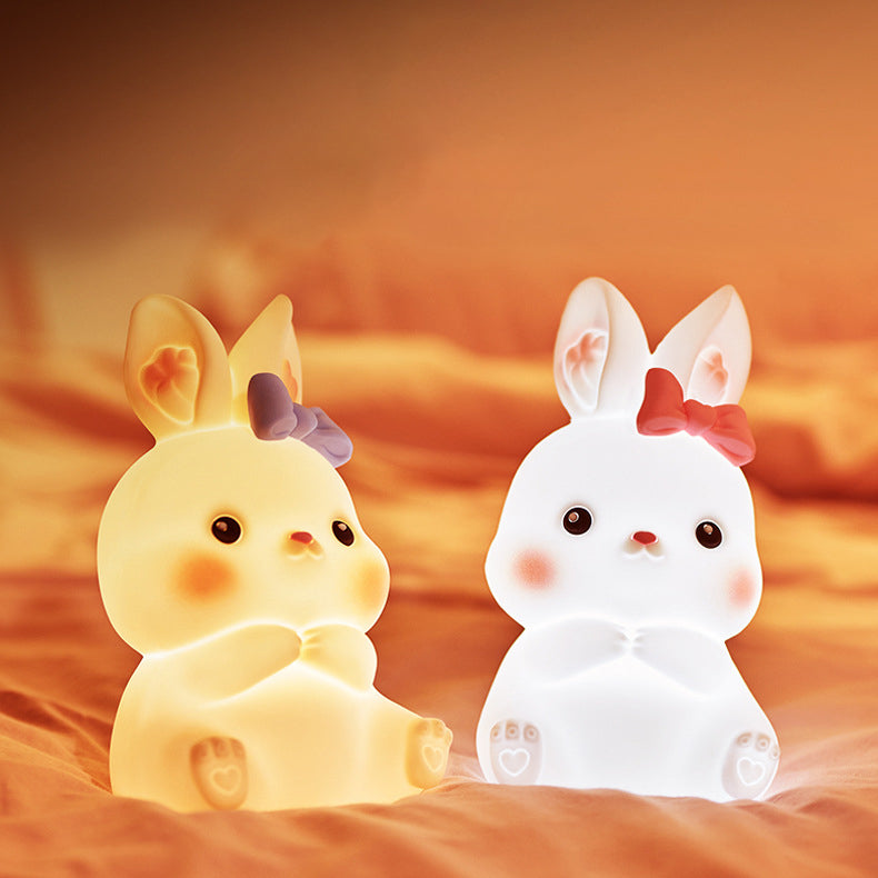 Lampe de nuit LED en silicone moelleux en forme de lapin - Cadeau parfait pour les enfants et les filles