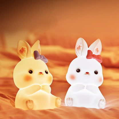 Lampe de nuit LED en silicone moelleux en forme de lapin - Cadeau parfait pour les enfants et les filles