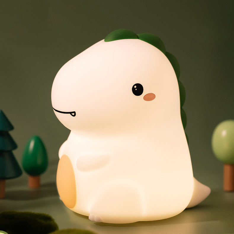 Lampe de nuit LED dinosaure heureux en silicone mou - Cadeau parfait pour les enfants et les filles