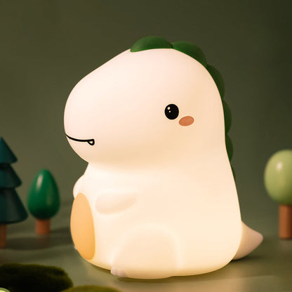 Lampe de nuit LED dinosaure heureux en silicone mou - Cadeau parfait pour les enfants et les filles