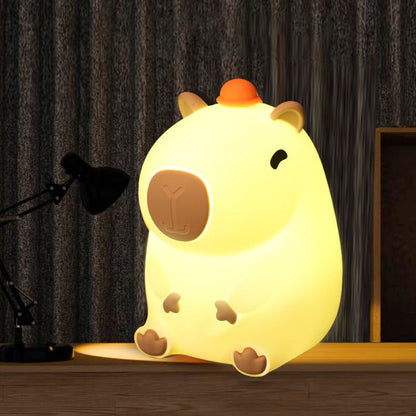 Lampe de nuit LED Capybara en silicone souple avec chapeau - Cadeau parfait pour les enfants et les filles