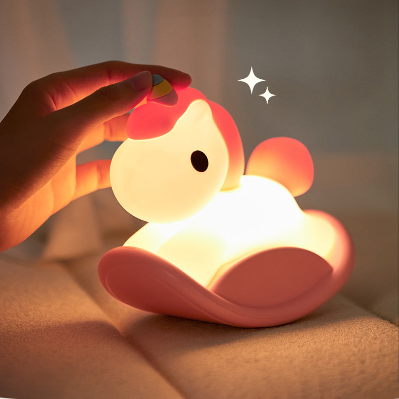 Lampe de nuit LED licorne Trojan en silicone compressible - Cadeau parfait pour les enfants et les filles