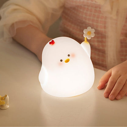 Charmante lampe de nuit en forme de poulet LED en silicone souple Meilleur cadeau pour bébé et fille