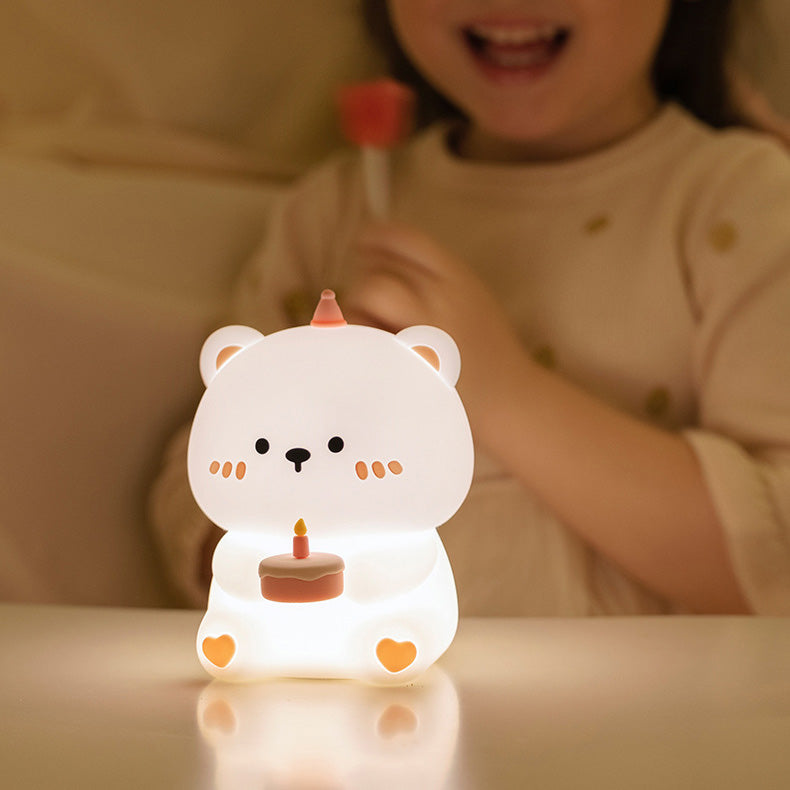 Lampe de nuit LED en silicone souple en forme d'ours - Cadeau parfait pour les enfants et les filles