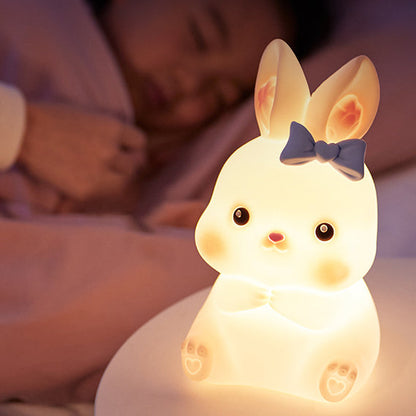 Lampe de nuit LED en silicone moelleux en forme de lapin - Cadeau parfait pour les enfants et les filles