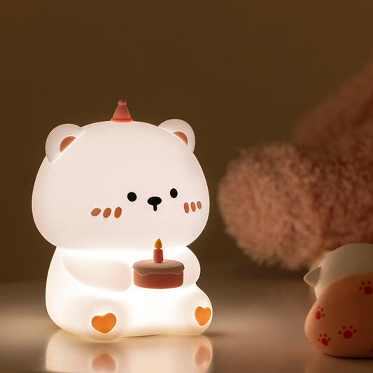 Lampe de nuit LED en silicone souple en forme d'ours - Cadeau parfait pour les enfants et les filles