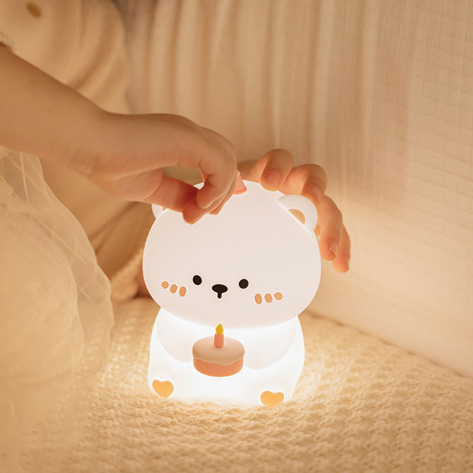 Lampe de nuit LED en silicone souple en forme d'ours - Cadeau parfait pour les enfants et les filles
