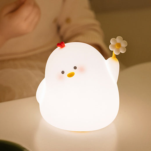 Charmante lampe de nuit en forme de poulet LED en silicone souple Meilleur cadeau pour bébé et fille